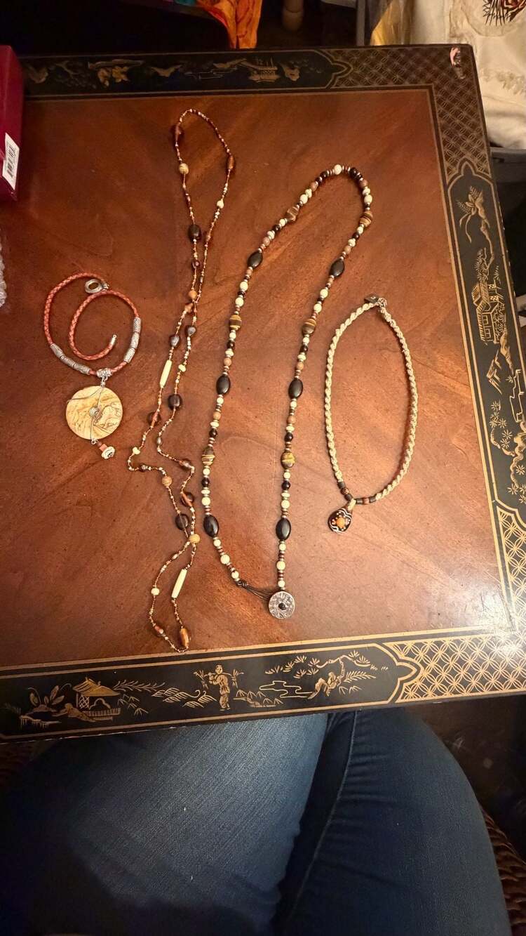 Chaps Bohemian Beaded and Stone Accent Long Toggle Necklace